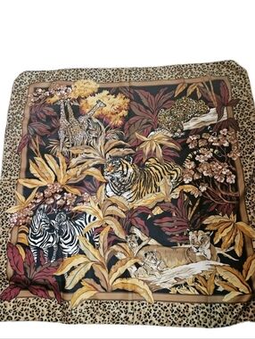 Vintage Avon Jungle Animal Scarf 34x34 Italy